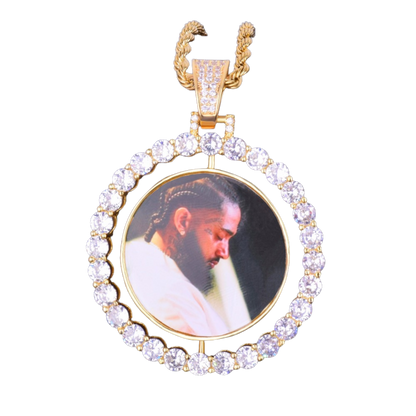 Rotating Double-Sided Medallions Spinning Custom Photo Picture Pendant Necklace