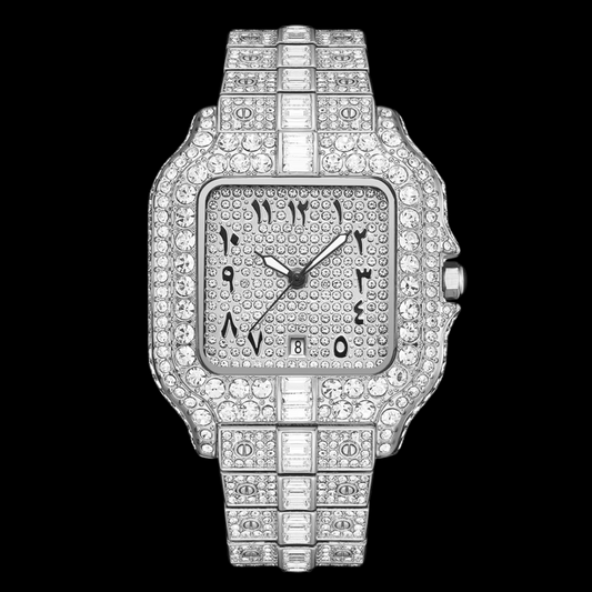 VVS Arabic Numerals Square Dial Iced Out Diamond Watch