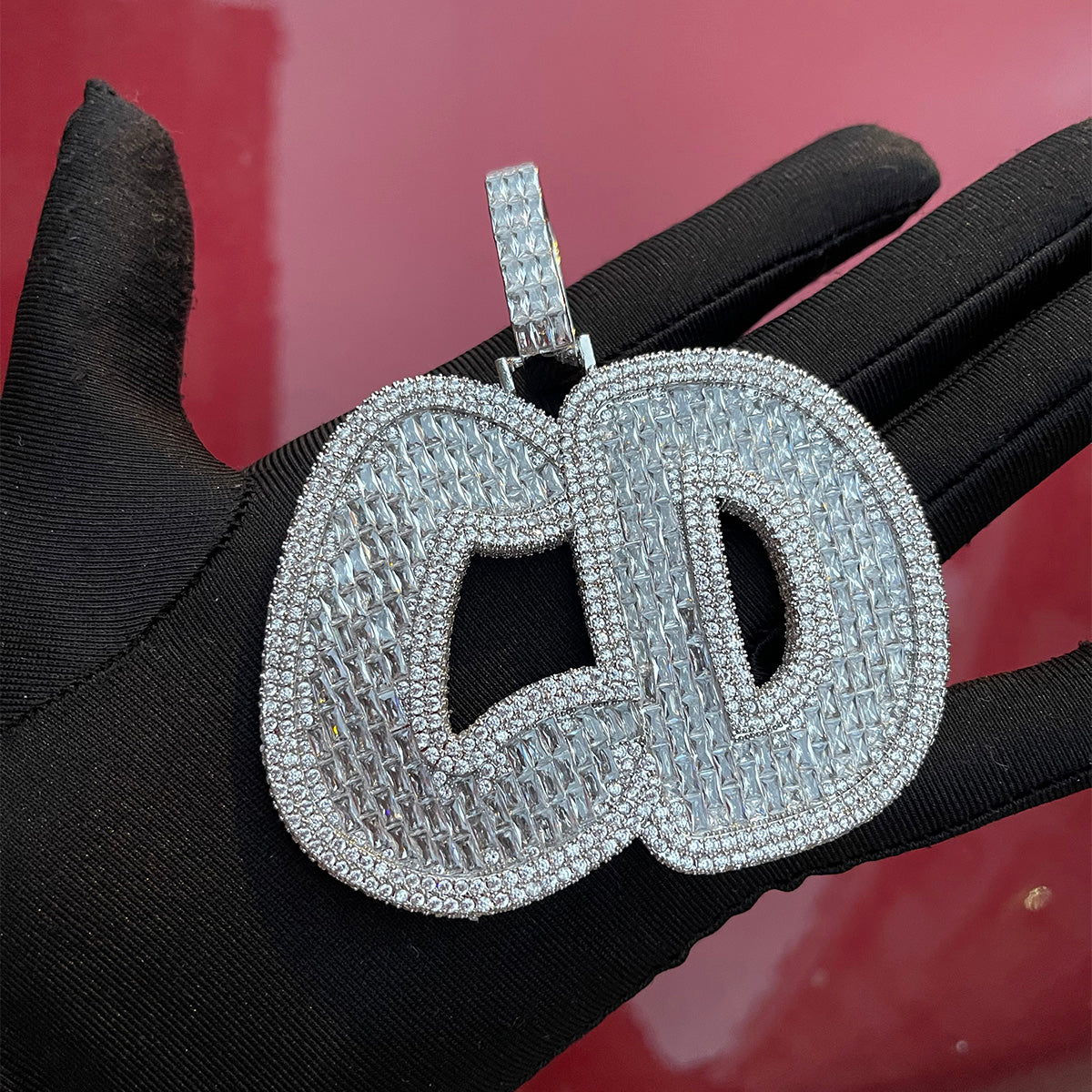 Big Baguette Iced Out Personalized Custom Name Necklace Pendant