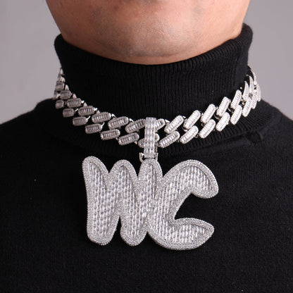 Big Baguette Iced Out Personalized Custom Name Necklace Pendant
