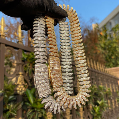 20MM Boomerang Link Iced Out Diamond Necklace Chain