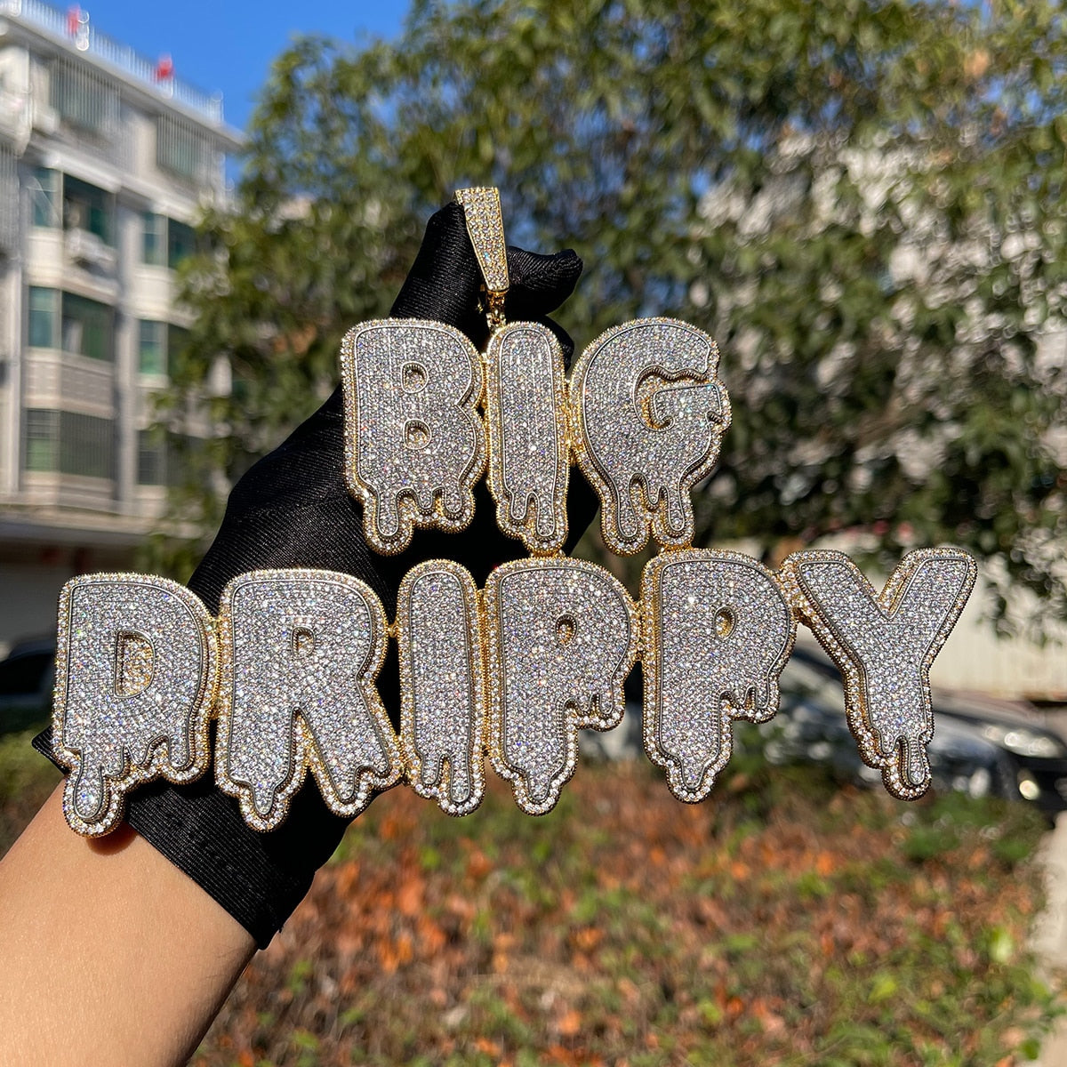 Drip and Shine Iced Out Personalized Custom Name Necklace Pendant
