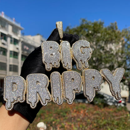 Drip and Shine Iced Out Personalized Custom Name Necklace Pendant