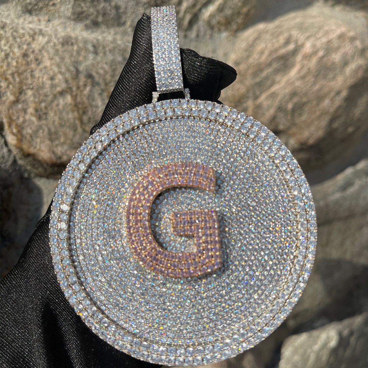 Disc Edition Iced Out Personalized Custom Name Necklace Pendant