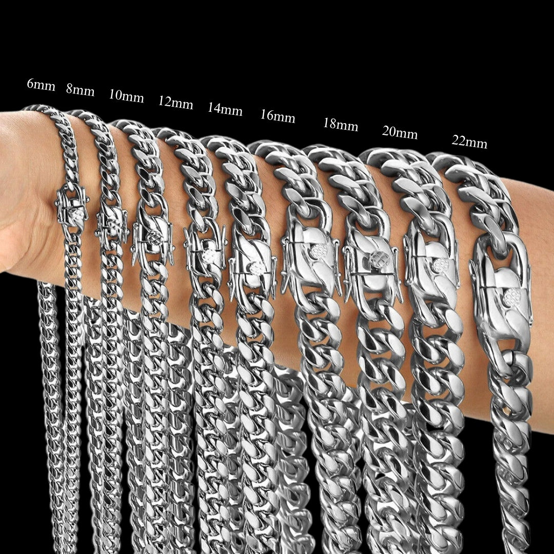 NEW | 6MM-20MM Push Button Lock Clasp Luxury Stainless Steel Necklace Chain