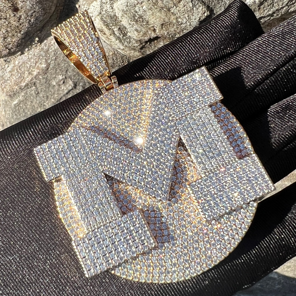 VVS Shine Tennis Stoned Iced Out Initial Custom Name Necklace Pendant