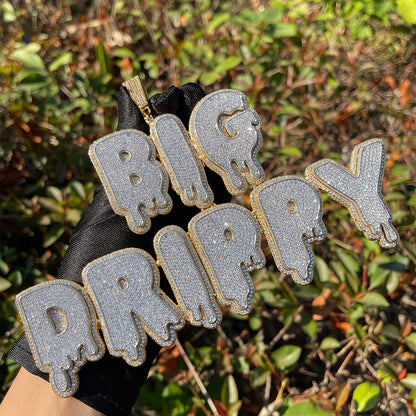 Drip and Shine Iced Out Personalized Custom Name Necklace Pendant