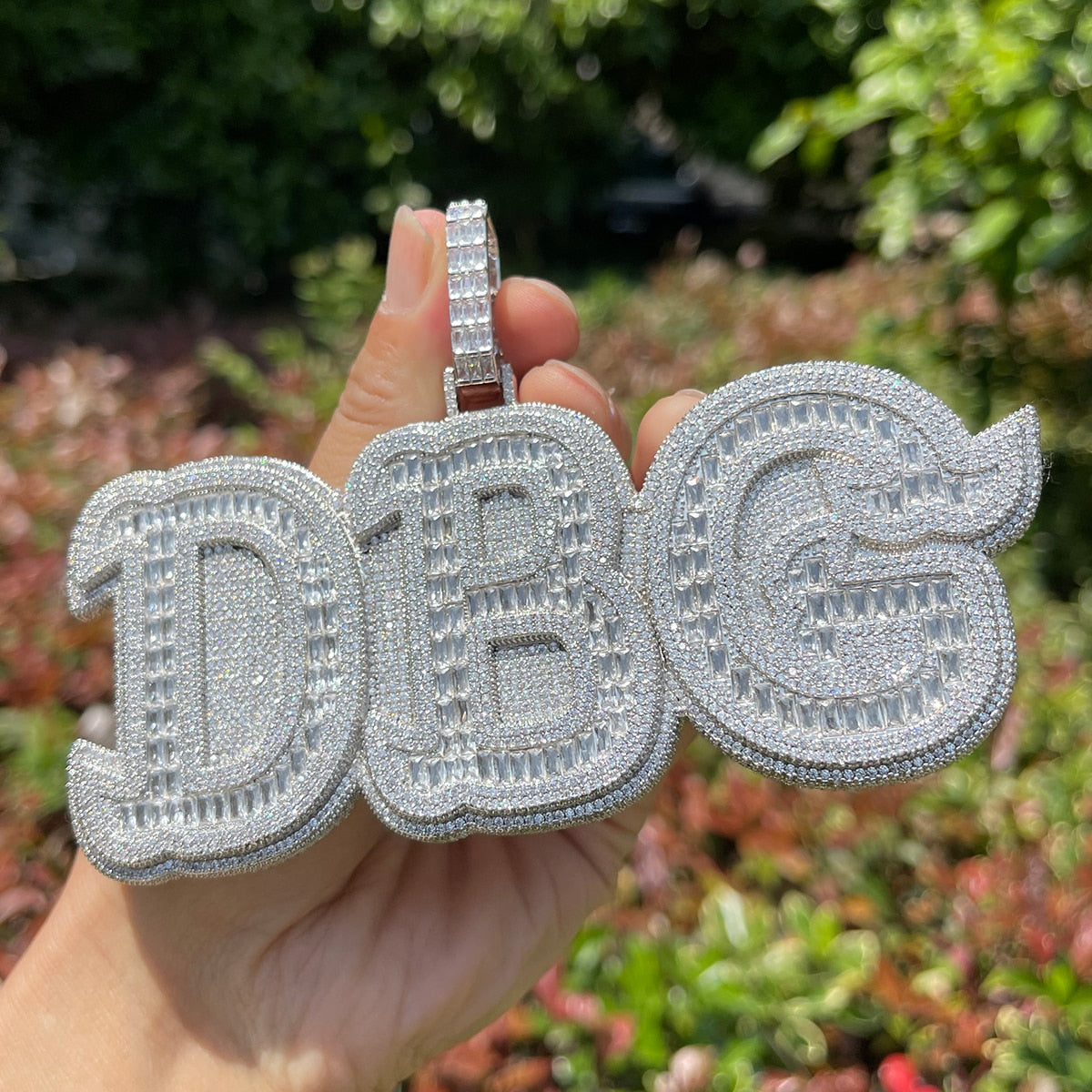 Baguettes n Stones Iced Out Personalized Custom Name Necklace Pendant