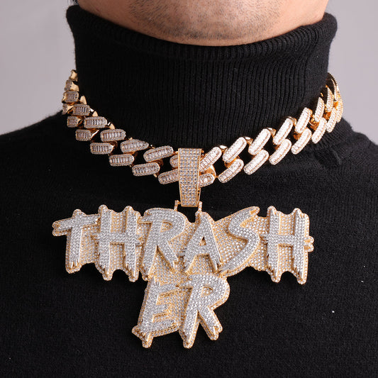 Street Drip Bold Letters Iced Out Personalized Custom Name Necklace Pendant