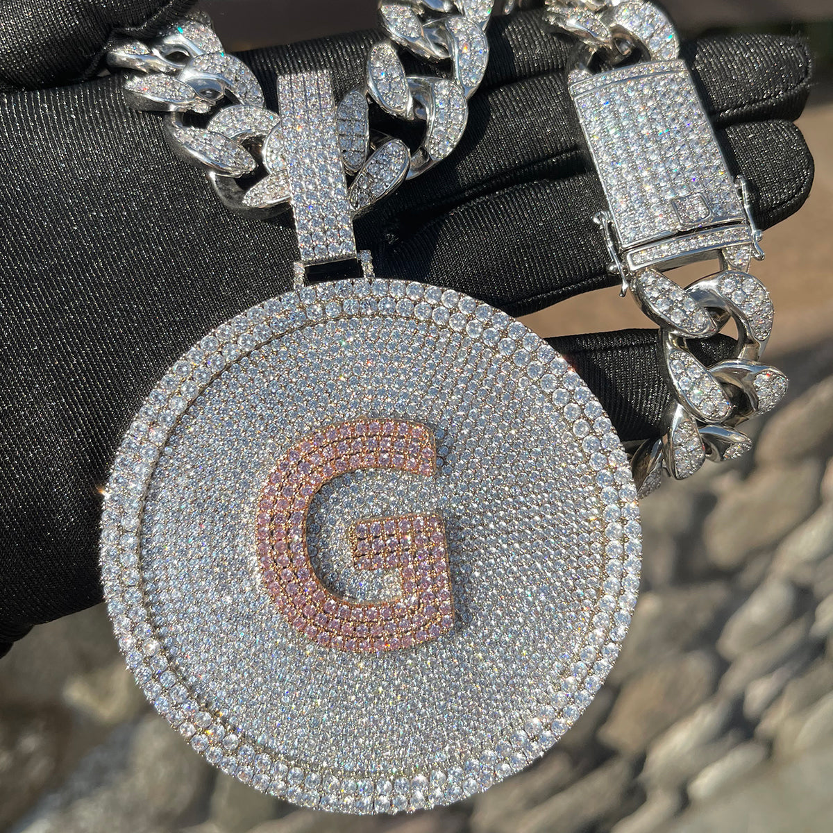 Disc Edition Iced Out Personalized Custom Name Necklace Pendant