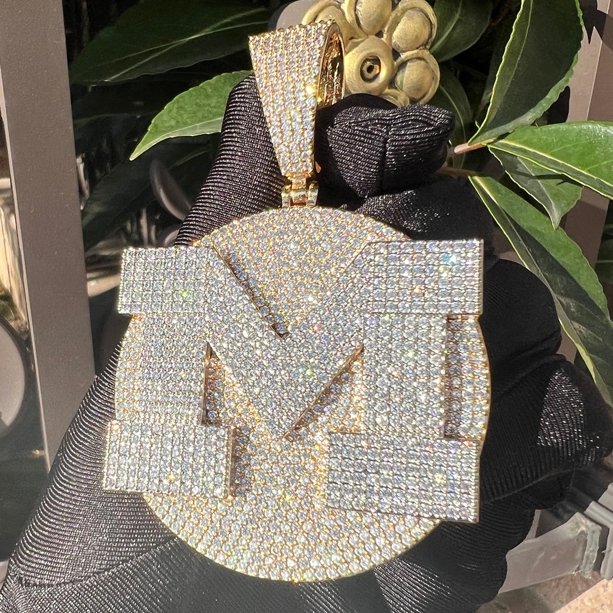 VVS Shine Tennis Stoned Iced Out Initial Custom Name Necklace Pendant