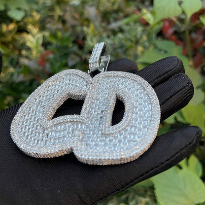 Big Baguette Iced Out Personalized Custom Name Necklace Pendant