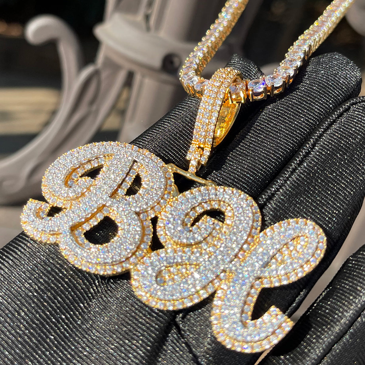 Royal Script Letters Iced Out Personalized Custom Name Necklace Pendant