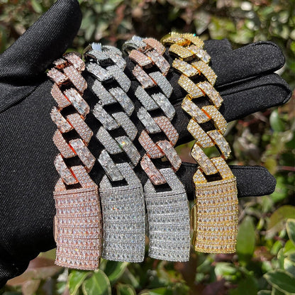 13MM Duo Stones Baguette Clasp Iced Out Diamond Bracelet