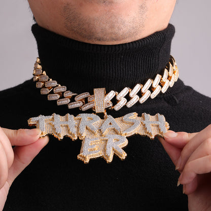 Street Drip Bold Letters Iced Out Personalized Custom Name Necklace Pendant
