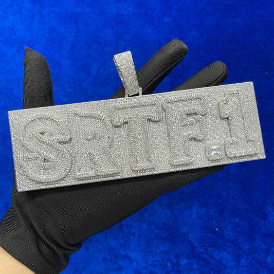 Plate Design VVS Shine Iced Out Personalized Custom Name Necklace Pendant