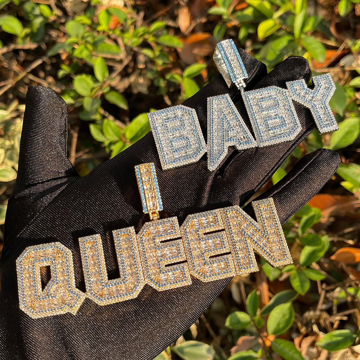 Special Blue Iced Out Personalized Custom Name Necklace Pendant