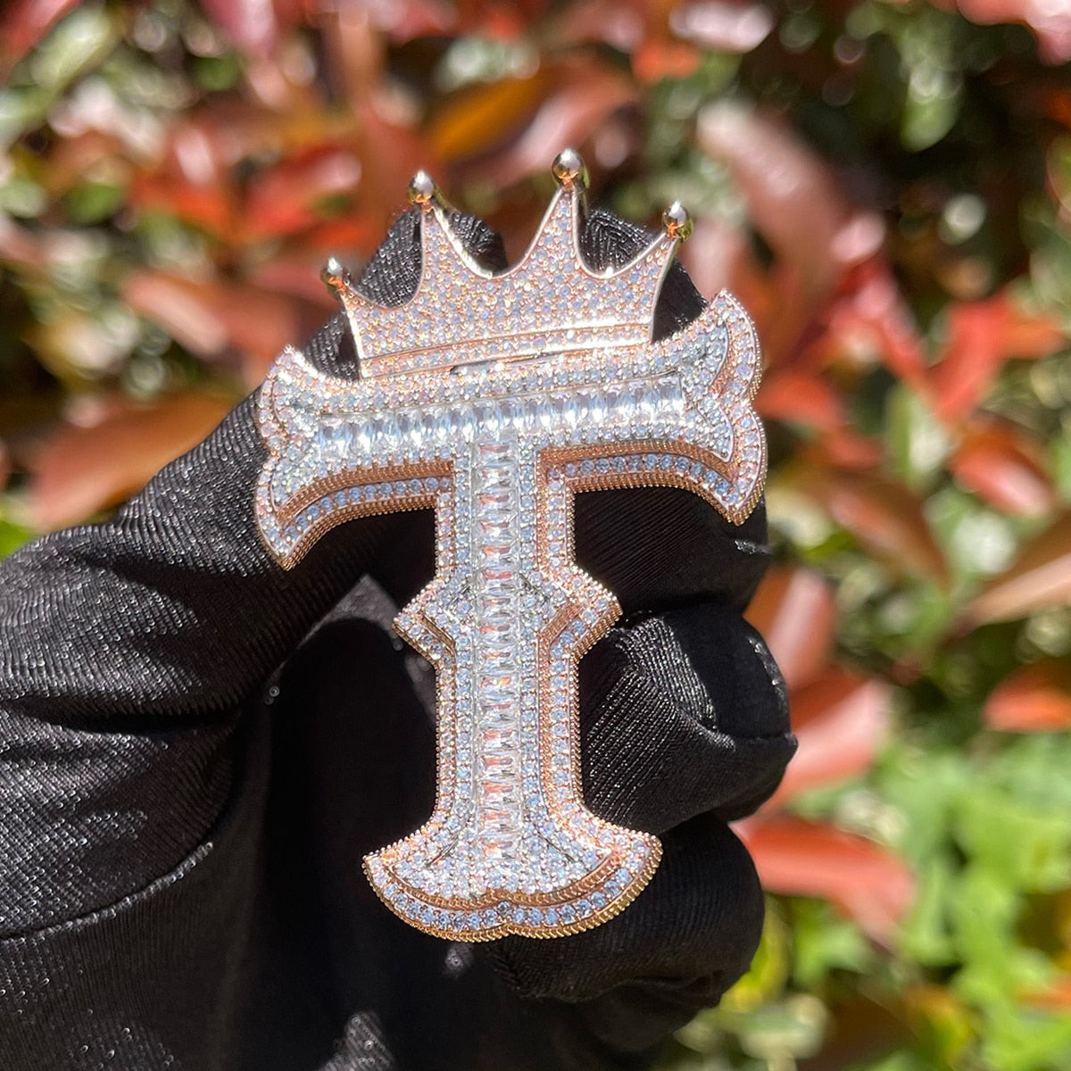 Special Crown Edition Iced Out Initial Custom Name Necklace Pendant