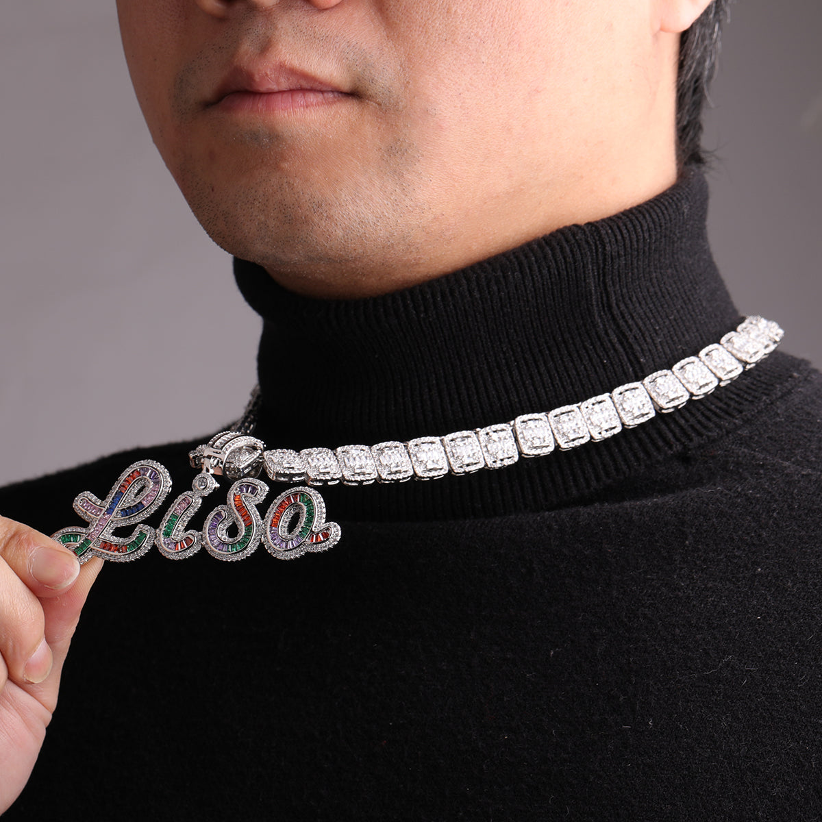 Signature Script Style Iced Out Personalized Custom Name Necklace Pendant