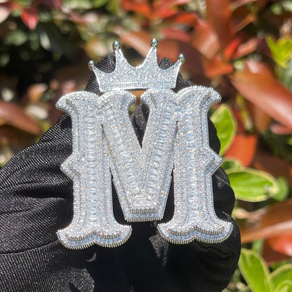 Special Crown Edition Iced Out Initial Custom Name Necklace Pendant