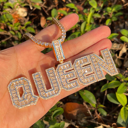 Special Blue Iced Out Personalized Custom Name Necklace Pendant