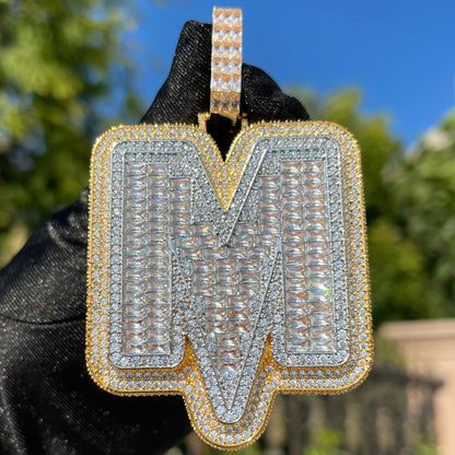 Lightning Iced Out Initial Custom Name Necklace Pendant