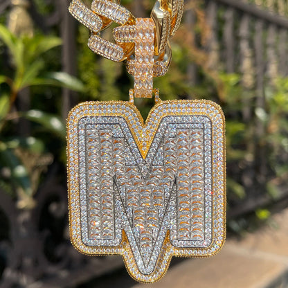Lightning Iced Out Initial Custom Name Necklace Pendant