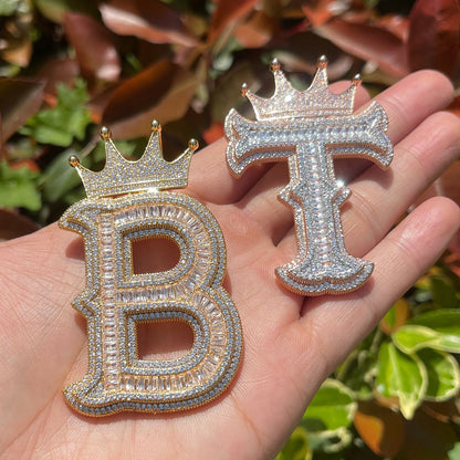 Special Crown Edition Iced Out Initial Custom Name Necklace Pendant