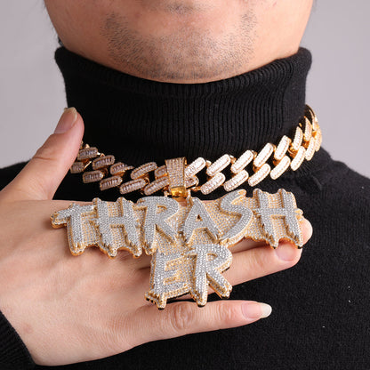 Street Drip Bold Letters Iced Out Personalized Custom Name Necklace Pendant