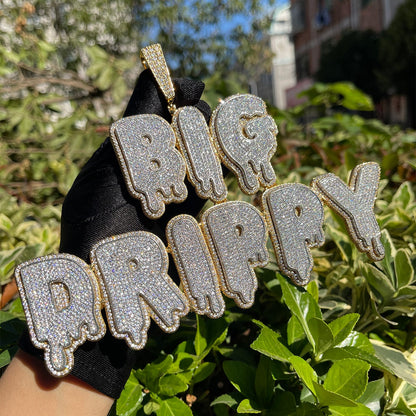 Drip and Shine Iced Out Personalized Custom Name Necklace Pendant