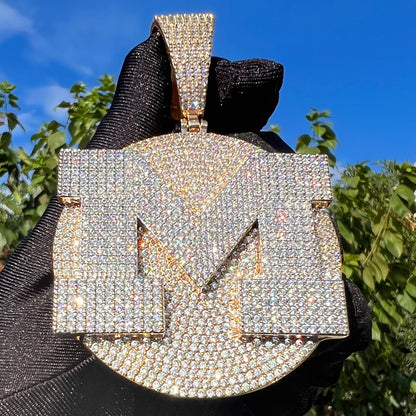 VVS Shine Tennis Stoned Iced Out Initial Custom Name Necklace Pendant