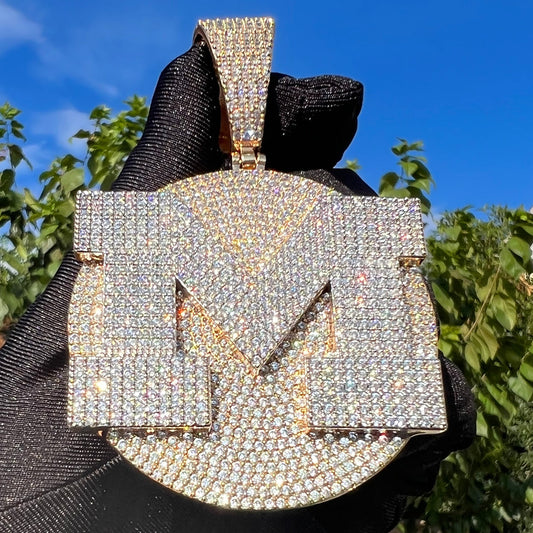 VVS Shine Tennis Stoned Iced Out Initial Custom Name Necklace Pendant