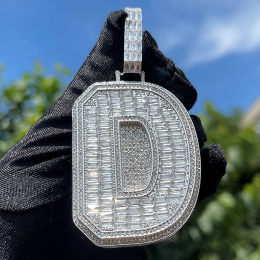 Diamond Edition Two Layers A~Z Iced Out Initial Custom Name Necklace Pendant