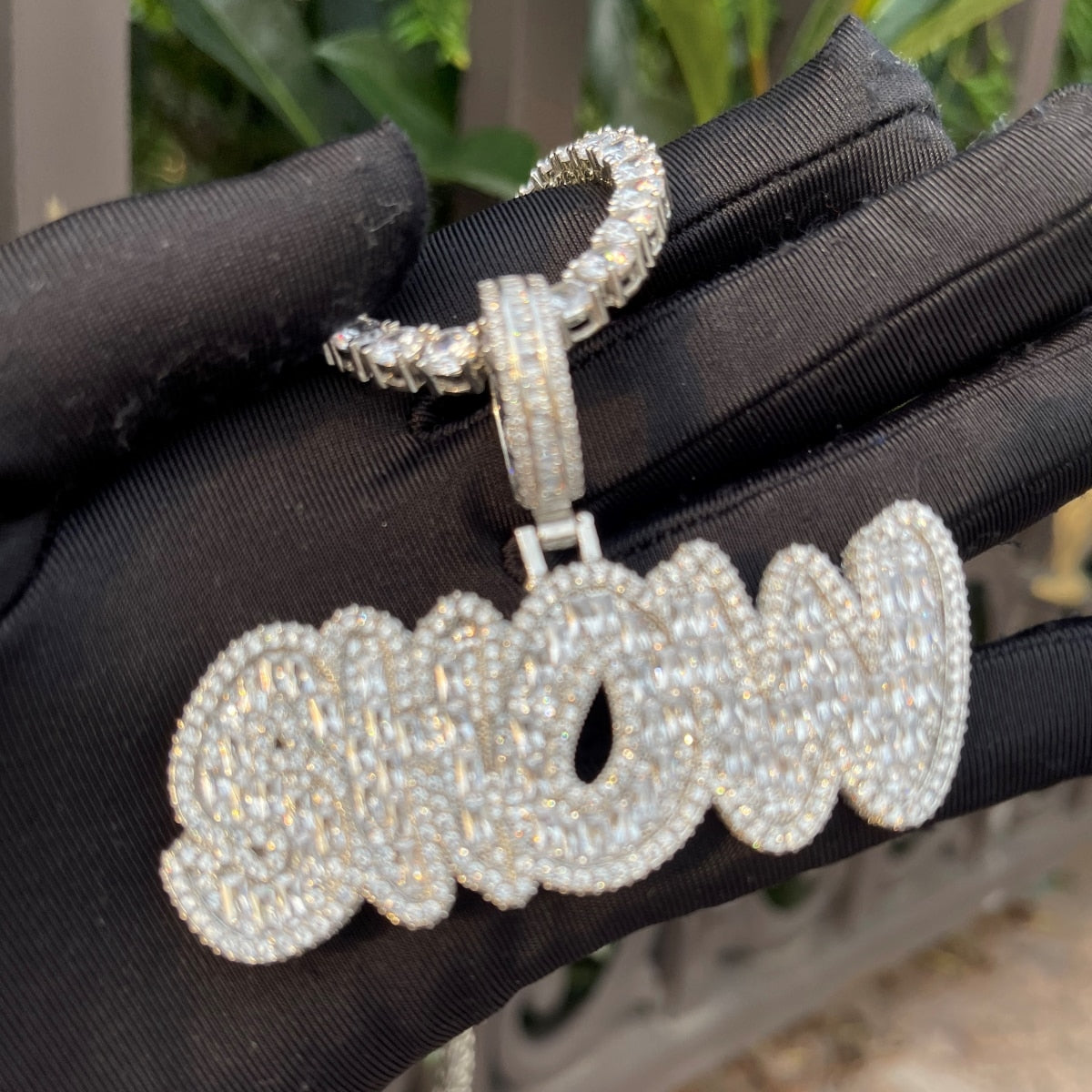 Baguette Shine Iced Out Personalized Custom Name Necklace Pendant