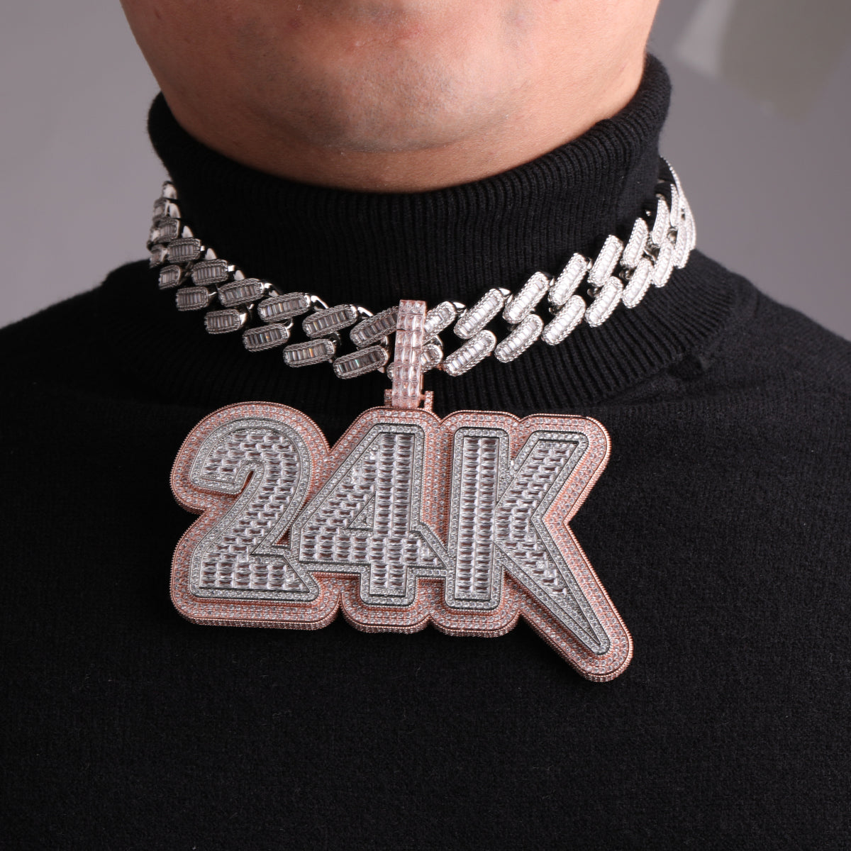 Lux Design Two Layers Iced Out Personalized Custom Name Necklace Pendant