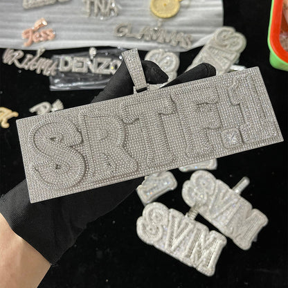 Plate Design VVS Shine Iced Out Personalized Custom Name Necklace Pendant