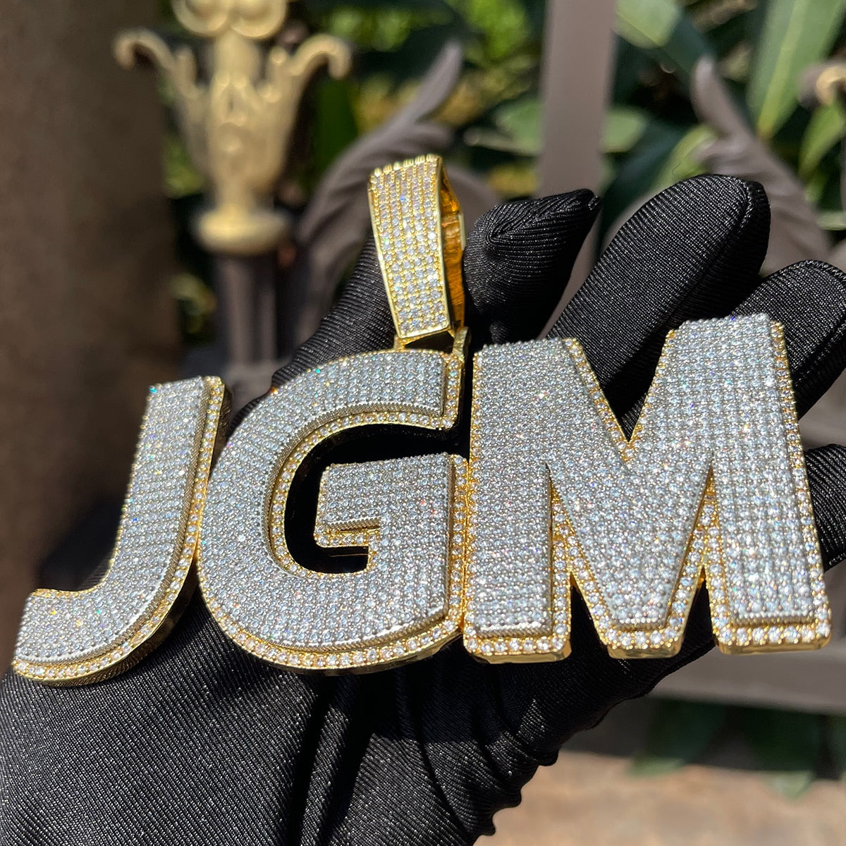 Two Layers Solid Clear Font Iced Out Personalized Custom Name Necklace Pendant