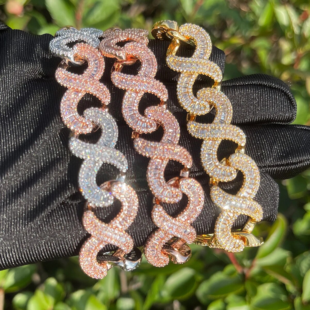 18mm Infinity Link Double Clasp Iced Out Diamond Bracelet