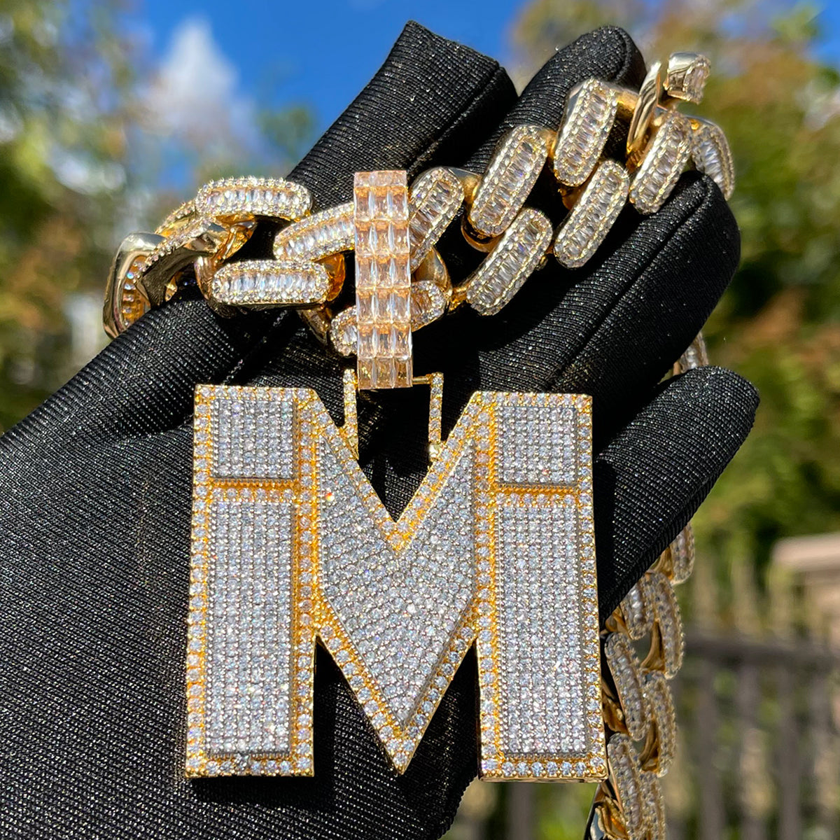 Two Tone Luxury Iced Out Initial Custom Name Necklace Pendant