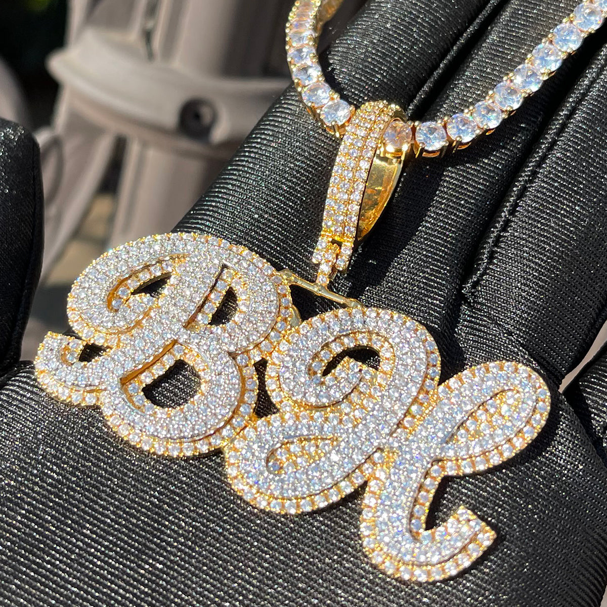 Royal Script Letters Iced Out Personalized Custom Name Necklace Pendant