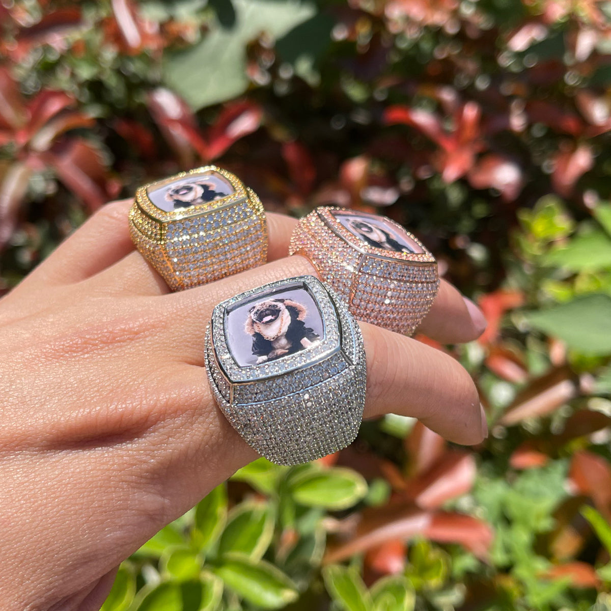 Photo Ice Frame Edition Iced Out Diamond Ring