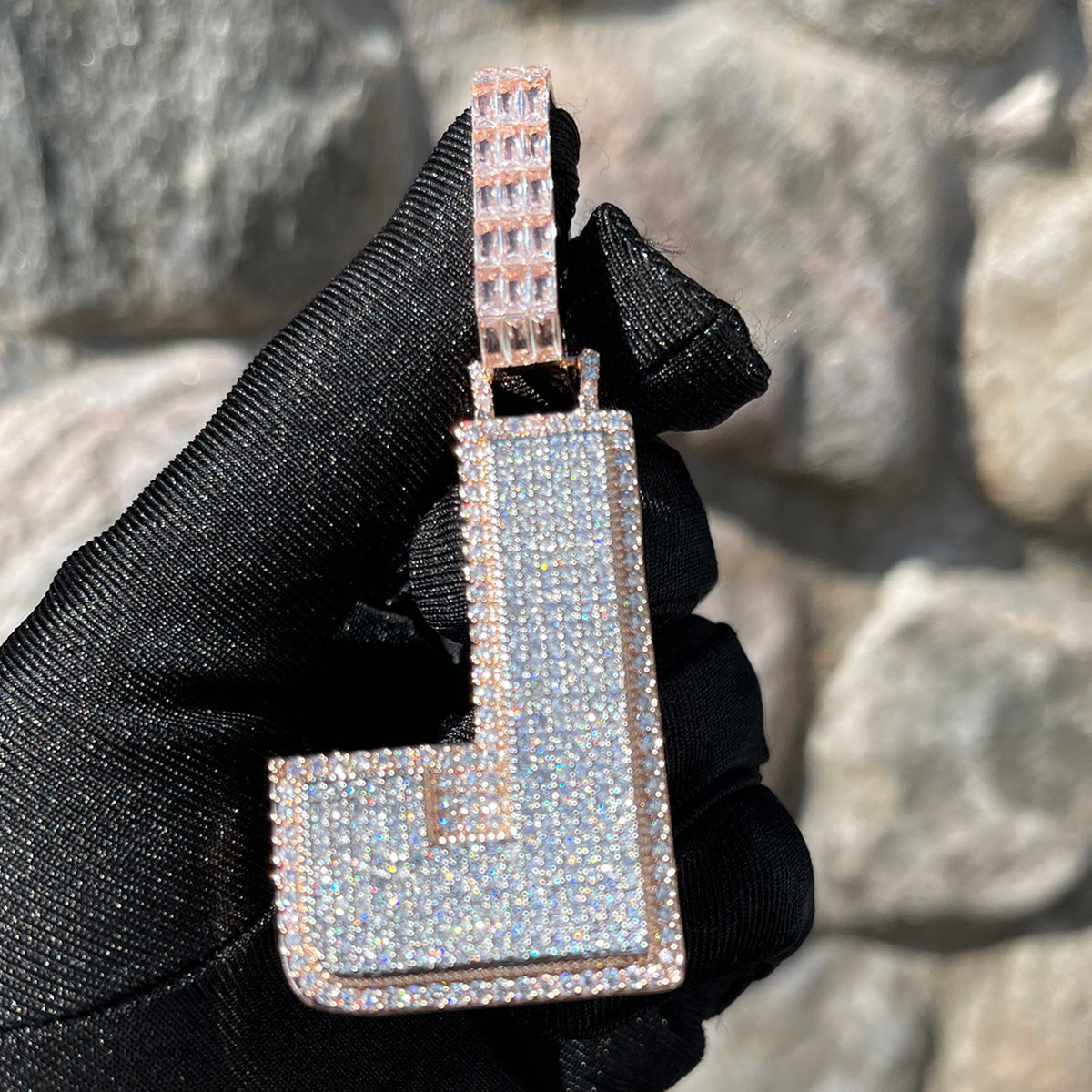 Two Tone Luxury Iced Out Initial Custom Name Necklace Pendant