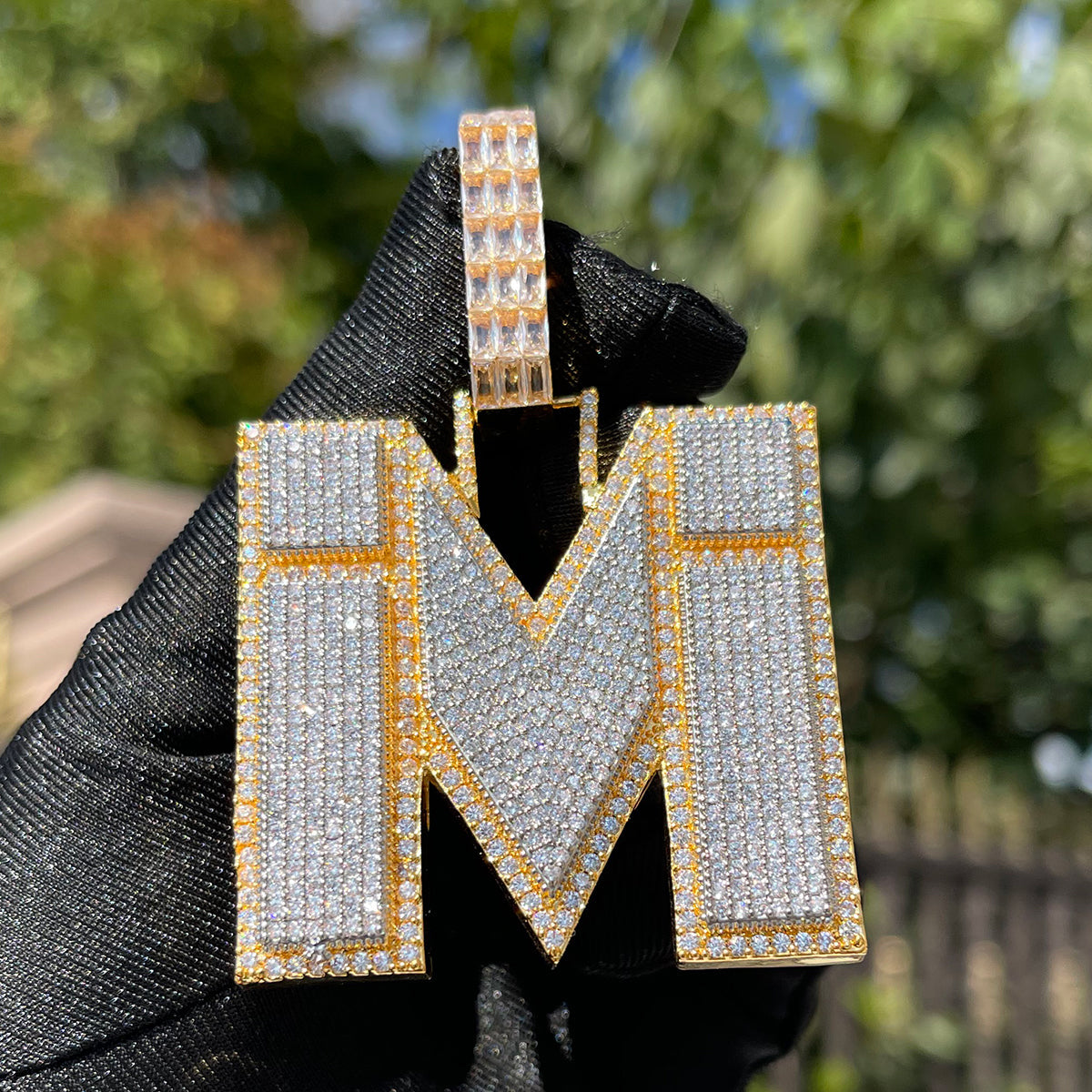 Two Tone Luxury Iced Out Initial Custom Name Necklace Pendant