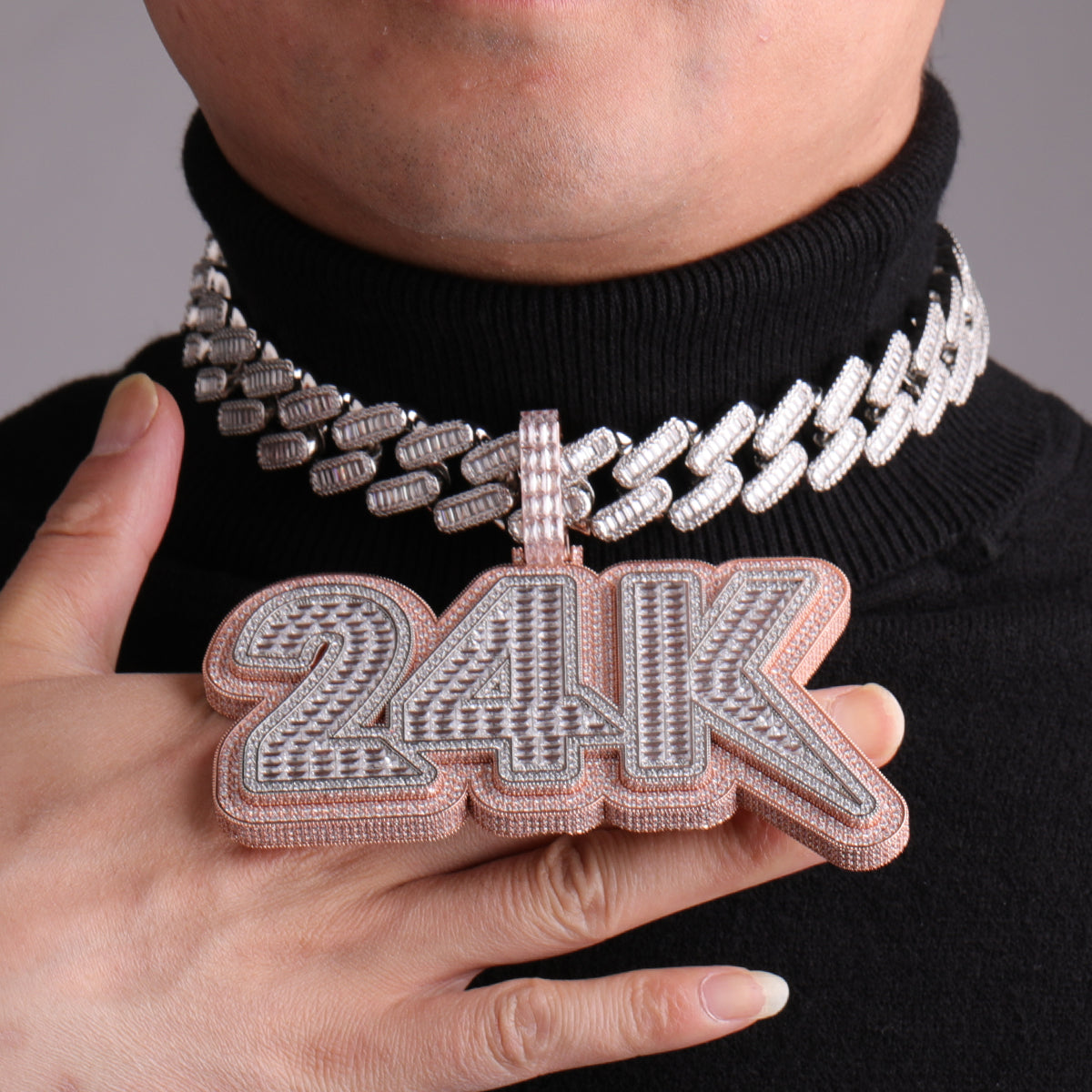 Lux Design Two Layers Iced Out Personalized Custom Name Necklace Pendant