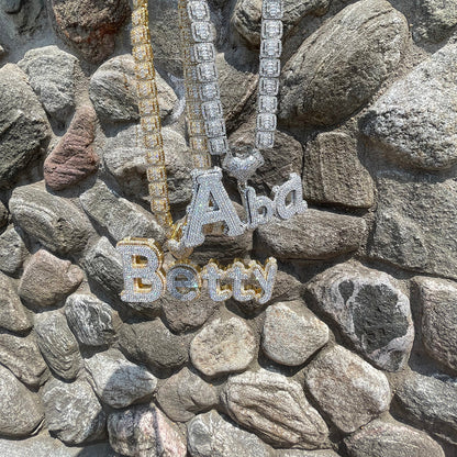 Charming Glow Heart Bail Iced Out Personalized Custom Name Necklace Pendant