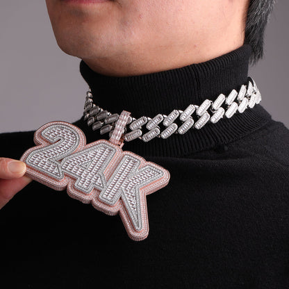 Lux Design Two Layers Iced Out Personalized Custom Name Necklace Pendant