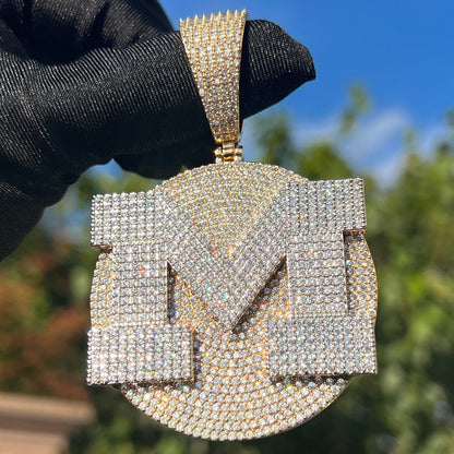 VVS Shine Tennis Stoned Iced Out Initial Custom Name Necklace Pendant