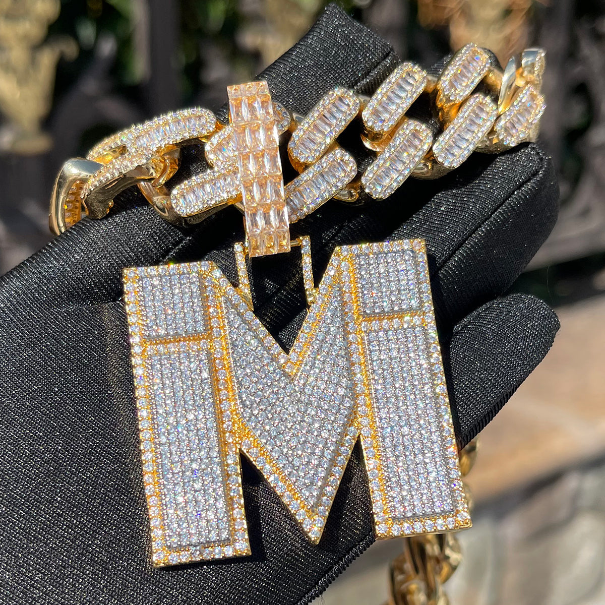 Two Tone Luxury Iced Out Initial Custom Name Necklace Pendant