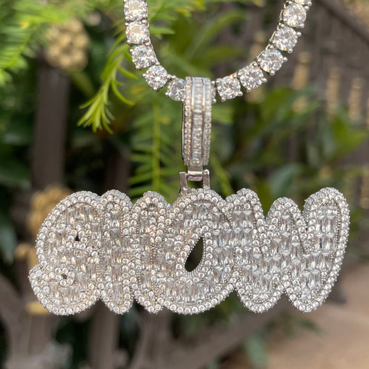 Baguette Shine Iced Out Personalized Custom Name Necklace Pendant