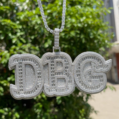 Baguettes n Stones Iced Out Personalized Custom Name Necklace Pendant